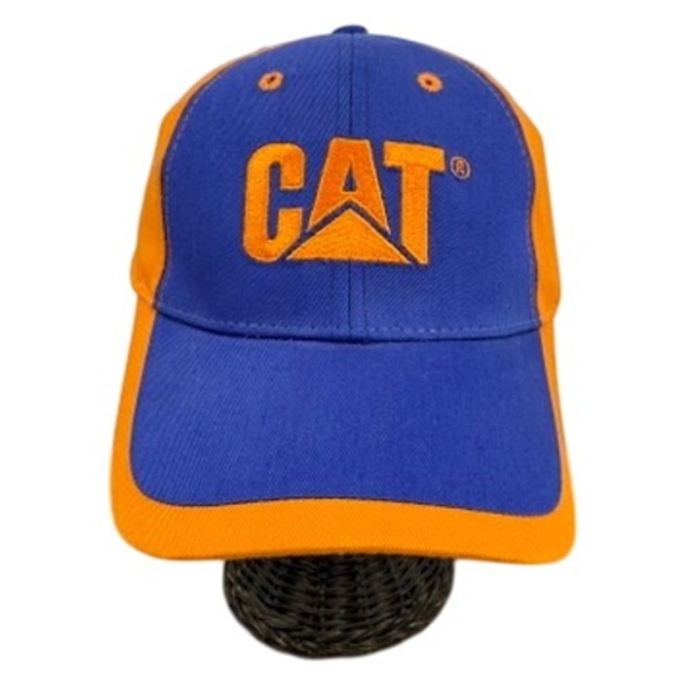 Caterpillar CAT Baseball Cap New Mens Blue Orange Embroidered Logo Workwear Hat
